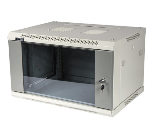 Шкаф коммутационный Lanmaster (TWT-CBWPG-6U-6X4-GY) 6U 600x400мм пер.дв.стекл 60кг серый