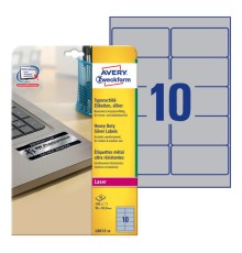 Этикетки Avery Zweckform L6012-20 A4 96x50.8мм 10шт на листе/196г/м2/20л./серебристый самоклей. для лазерной печати