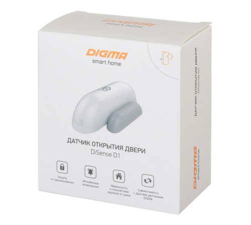 Датчик открытия двери/окна Digma DiSense D1 (DSD1) белый Датчик открытия двери/окна Digma DiSense D1 (DSD1) белый