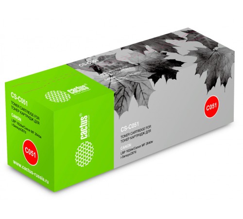 Картридж лазерный Cactus CS-C051 Cartridge 051 черный (1700стр.) для Canon LBP 62dw/MF 264dw/267dw/269dw