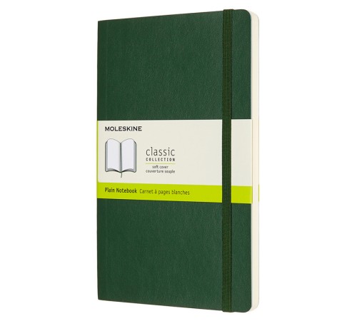 Блокнот Moleskine CLASSIC SOFT QP618K15 Large 130х210мм 192стр. нелинованный мягкая обложка зеленый