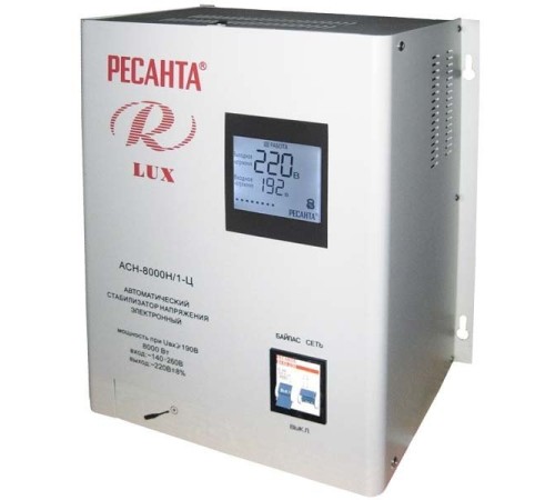 Стабилизатор напряжения Ресанта АСН-8000Н/1-Ц электронный однофазный белый Стабилизатор напряжения Ресанта АСН-8000Н/1-Ц электронный однофазный белый