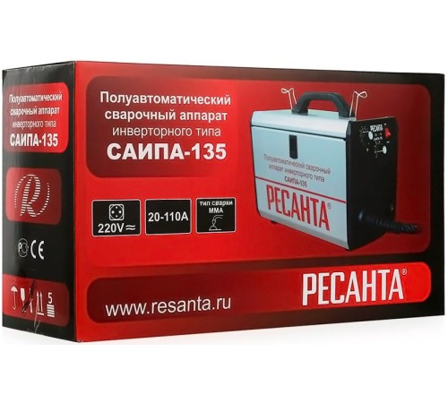 Сварочный аппарат Ресанта САИПА-135 инвертор ММА DC (кейс в комплекте)