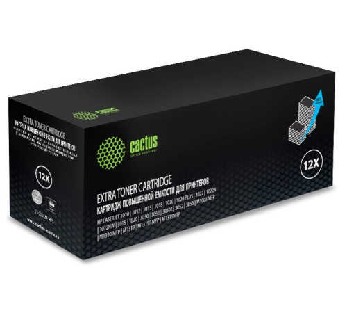 Картридж лазерный Cactus CS-Q2612X-MPS Q2612X черный (3000стр.) для HP LJ 1010/1012/1015/1018/1020