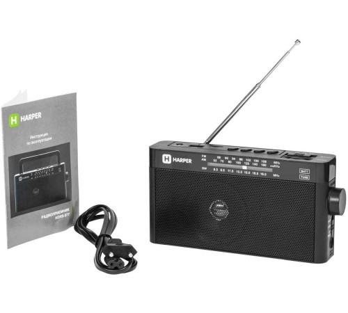 Радиоприемник настольный Harper HDRS-377 черный USB microSD Радиоприемник настольный Harper HDRS-377 черный USB microSD