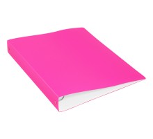 Папка панорама на 4-х кольцах Бюрократ Double Neon DNE0740/4RPINK A4 пластик 0.7мм кор.40мм карм.на лиц.стор. розовый