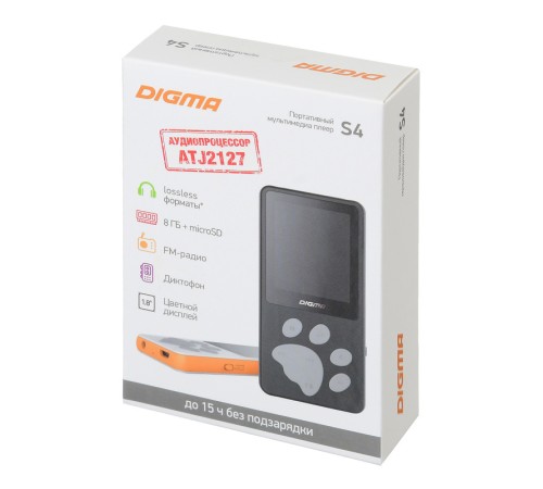 Плеер Hi-Fi Flash Digma S4 8Gb черный/серый/1.8"/FM/microSDHC