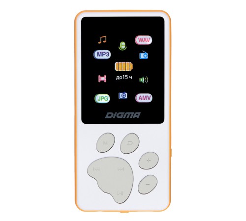 Плеер Hi-Fi Flash Digma S4 8Gb белый/оранжевый/1.8"/FM/microSDHC