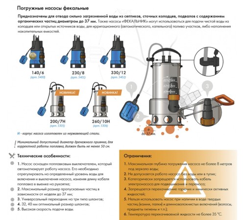 Садовый насос фекальный Джилекс 230/8 590Вт 13800л/час (в компл.:Переходник "Елочка" на три размера шланга 25/32/40мм) Садовый насос фекальный Джилекс 230/8 590Вт 13800л/час (в компл.:Переходник "Елочка" на три размера шланга 25/32/40мм)