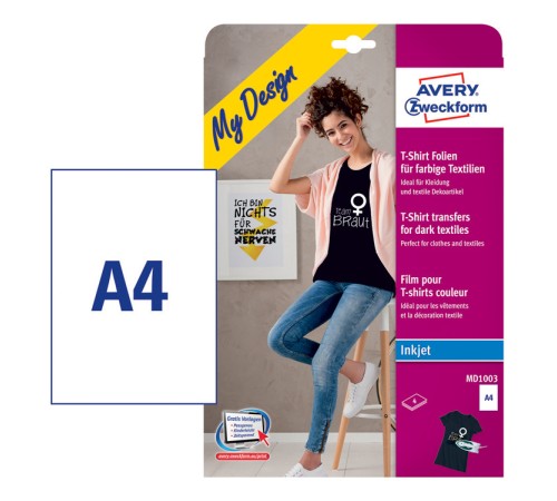Термотрансфер Avery Zweckform MD1003 A4/4л./белый матовое для струйной печати