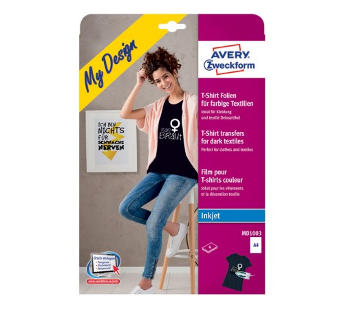 Термотрансфер Avery Zweckform MD1003 A4/4л./белый матовое для струйной печати