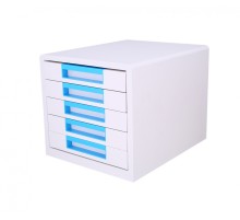 Бокс для документов Deli EZ01033 Rio 5 выдвижных ящиков 277х344х259мм белый/голубой пластик