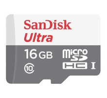 Флеш карта microSDHC 16Gb Class10 Sandisk SDSQUNS-016G-GN3MN Ultra 80 w/o adapter