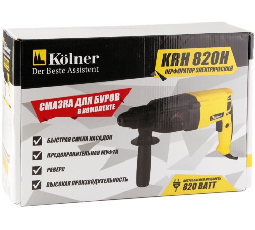 Перфоратор Kolner KRH 820H патрон:SDS-plus уд.:2.5Дж 820Вт
