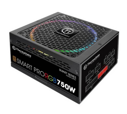 Блок питания Thermaltake ATX 750W SMART PRO RGB 80+ bronze (24+4+4pin) APFC 140mm fan color LED 9xSATA Cab Manag RTL Блок питания Thermaltake ATX 750W SMART PRO RGB 80+ bronze (24+4+4pin) APFC 140mm fan color LED 9xSATA Cab Manag RTL