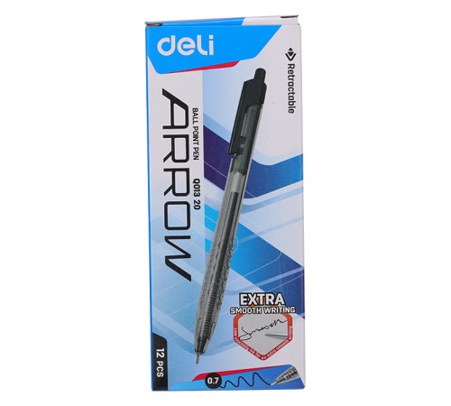 Ручка шариковая Deli EQ01320 Arrow авт. 0.7мм прозрачный черный черные чернила