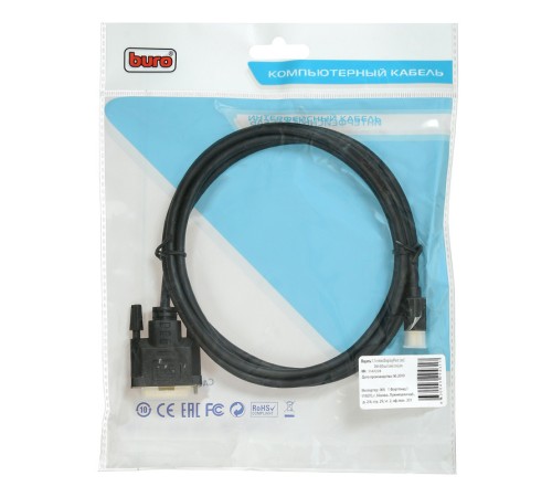 Кабель аудио-видео Buro 1.1v miniDisplayport (m)/DVI-D (Dual Link) (m) 2м. Позолоченные контакты черный (BHP MDPP-DVI-2) Кабель аудио-видео Buro 1.1v miniDisplayport (m)/DVI-D (Dual Link) (m) 2м. Позолоченные контакты черный (BHP MDPP-DVI-2)