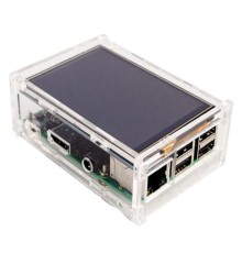 RA147   Корпус ACD Acrylic Case w/ 3.5 inch LCD hole for Raspberry Pi 3 B  (вместо верхней крышки - отверстие для LCD дисплея) (494248)