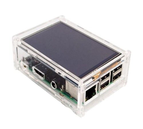 RA147   Корпус ACD Acrylic Case w/ 3.5 inch LCD hole for Raspberry Pi 3 B  (вместо верхней крышки - отверстие для LCD дисплея) (494248)
