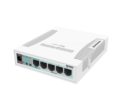 RB260GS CSS106-5G-1S (r2) 5-port Gigabit smart switch with SFP cage, SwOS, plastic case, PSU {20}, (002310)