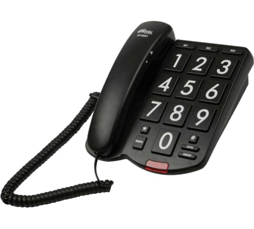 RITMIX RT-520 black Телефон проводной[повтор. набор, регулировка уровня громкости, световая индикац]