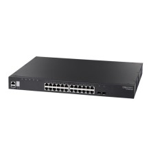 ECS4620-28P Edge-corE 24 x GE + 2 x 10G SFP+ ports + 1 x expansion slot (for dual 10G SFP+ ports) L3 Stackable Switch, w/ 1 x RJ45 console port, 1 x USB type A storage port, RPU connector, Stack up to 4 units,PoE Budget max. 410W