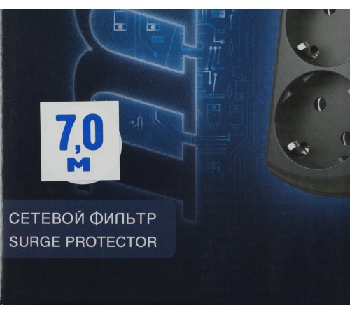 Сетевой фильтр Pilot m-MAX 7м (4 розетки) серый (коробка)