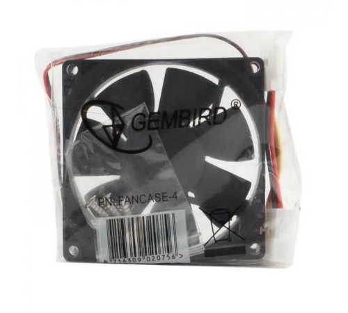 Вентилятор Gembird FANCASE-4 80x80x25, втулка, 4 pin Molex, провод 30 см Вентилятор Gembird FANCASE-4 80x80x25, втулка, 4 pin Molex, провод 30 см