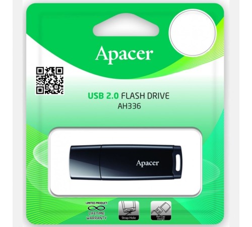 64GB Apacer AH336 USB Flash AP64GAH336B-1 USB 2.0, Black, (915597) RTL