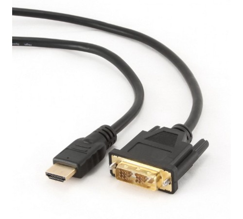 Кабель HDMI-DVI Gembird/Cablexpert CC-HDMI-DVI-6 (1.8м, 19M/19M, single link, черный, позол.разъемы, экран, пакет) (CC-HDMI-DVI-6)