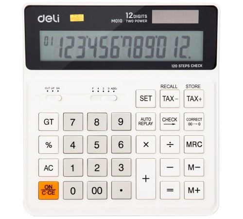 Калькулятор бухгалтерский Deli EM01010 белый 12-разр.