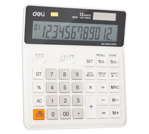 Калькулятор бухгалтерский Deli EM01010 белый 12-разр.