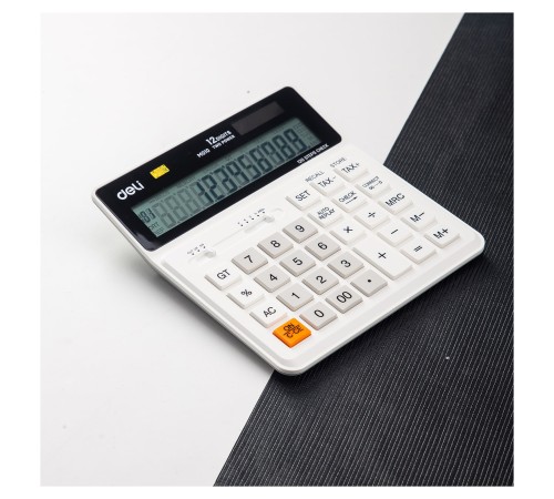 Калькулятор бухгалтерский Deli EM01010 белый 12-разр.