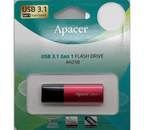 128GB Apacer AH25B USB Flash AP128GAH25BR-1 USB 3.1 Gen 1, Red/Black, Metal case, RTL (916303)