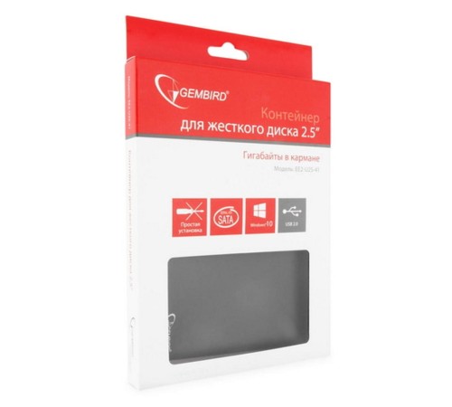 Внешний корпус 2.5" Gembird EE2-U2S-40P, черный, USB 2.0, SATA, пластик Gembird {100} Внешний корпус 2.5" Gembird EE2-U2S-40P, черный, USB 2.0, SATA, пластик Gembird {100}