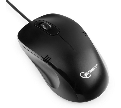 Мышь Gembird MOP-100, USB, черный, 2 кнопки+колесо кнопка, 1000 DPI, кабель 1.45м , (206844)