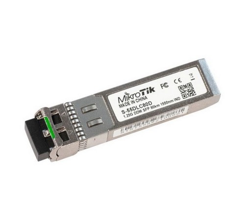 Модуль MikroTik SFP module 1.25G SM 80km 1550nm Dual LC-connector DDM -40C +85C (S-55DLC80D)