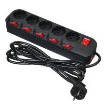 Сетевой фильтр Buro 500SH-3-SW-B 3м (5 розеток) черный (коробка)