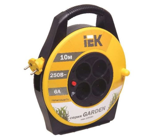 Сетевой удлинитель IEK Garden 10м (4 розетки) черный/желтый (пакет ПЭ)