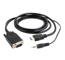 Cablexpert Кабель HDMI-VGA 19M/15M + 3.5Jack, 5м, черный, позол.разъемы, пакет (A-HDMI-VGA-03-5M)