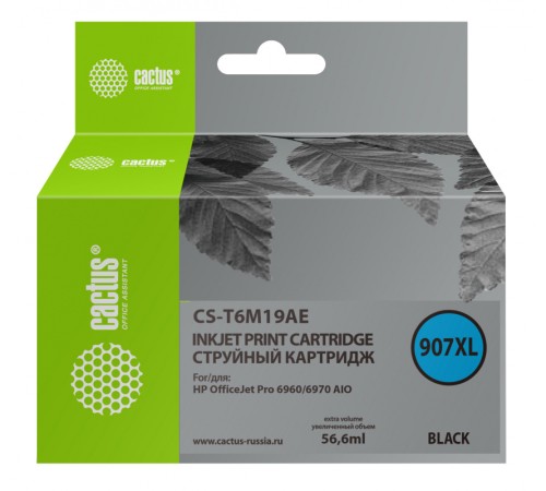 Картридж струйный Cactus CS-T6M19AE №907XL черный (56.6мл) для HP OJP 6950/6960/6970