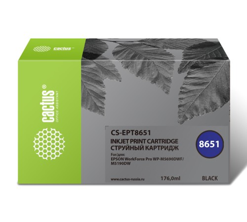 Картридж струйный Cactus CS-EPT8651 T8651 черный (8000стр.) для Epson WF5190/5690