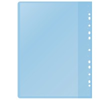 Папка-скоросшиватель Silwerhof A4 прозрач.верх.лист 30 вкладышей боков.перф. полипропилен голубой