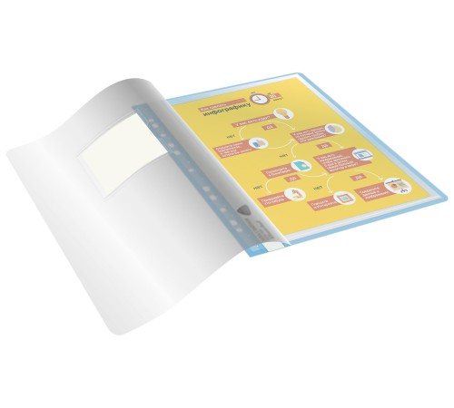 Папка-скоросшиватель Silwerhof A4 прозрач.верх.лист 10 вкладышей боков.перф. полипропилен голубой