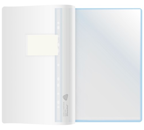 Папка-скоросшиватель Silwerhof A4 прозрач.верх.лист 30 вкладышей боков.перф. полипропилен голубой