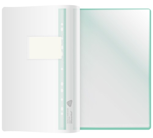 Папка-скоросшиватель Silwerhof A4 прозрач.верх.лист 30 вкладышей боков.перф. полипропилен зеленый