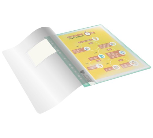 Папка-скоросшиватель Silwerhof A4 прозрач.верх.лист 30 вкладышей боков.перф. полипропилен зеленый