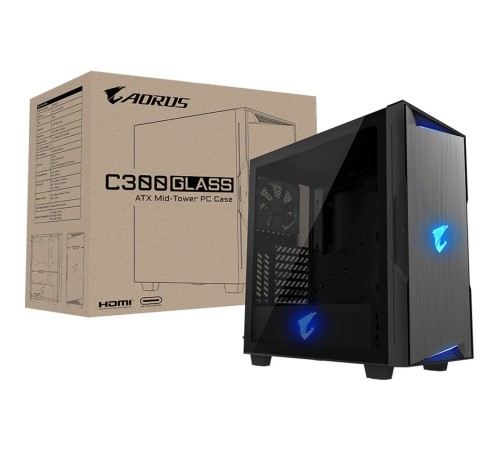 Корпус GIGABYTE AORUS C300 GLASS MidiTower без Б/П ATX MicroATX MiniITX Цвет черный GB-AC300G