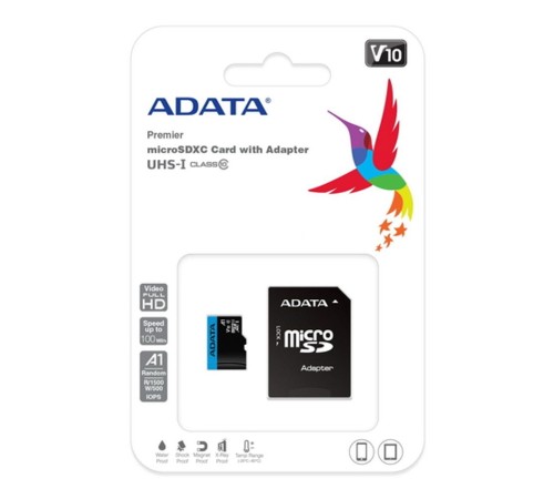 Карта памяти MICRO SDXC 128GB W/AD. AUSDX128GUICL10A1-RA1 ADATA Карта памяти MICRO SDXC 128GB W/AD. AUSDX128GUICL10A1-RA1 ADATA