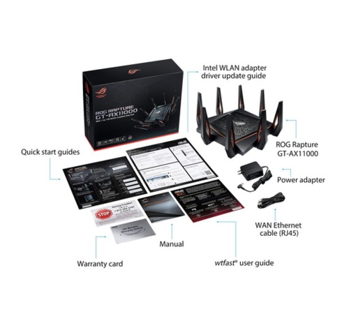 Роутер беспроводной Asus GT-AX11000 AX11000 10/100/1000BASE-TX/4G ready черный
